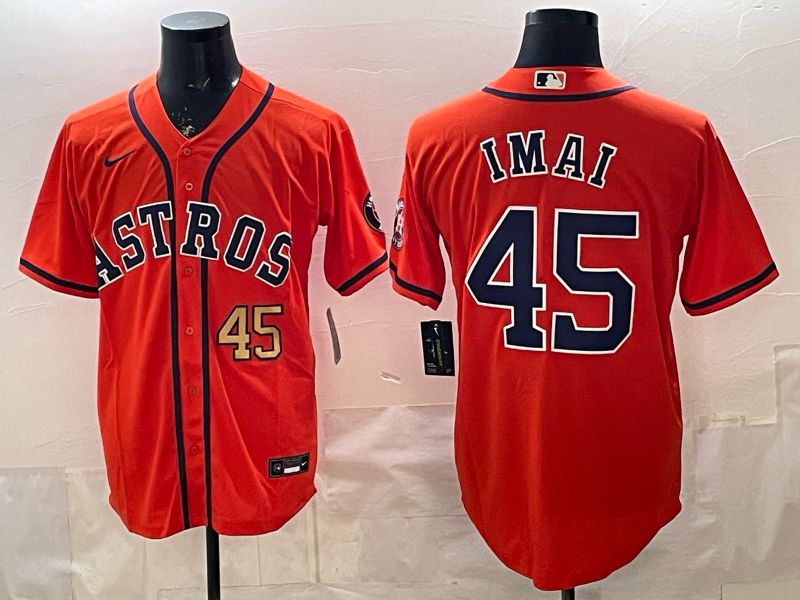 Men 2026 Houston Astros #45 Imai Orange Game Nike MLB Jersey style 002